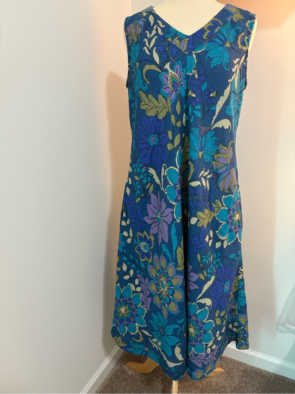 Blue Floral A-Line Dress